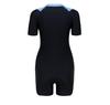 2026 Women's Short Sleeve Color Block Zipper Surfing Swimsuit - European & American Slimming Wetsuit