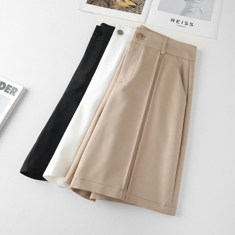 

High Waist Elastic Wide-Leg Summer Shorts - Versatile Draping Design for Petite Figures M (96-105 cm) білий