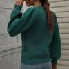 IHUASU Autumn and Winter Patchwork O-Neck Knit Women's Long Sleeve Pleated Loose Sweater