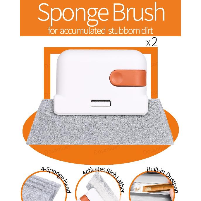 Groove Gap Cleaner Tools Set, 8 Pcs Hand-Held 2 Brush With Dustpan&Tweezer + 2 Sponge Brush With Dustpan + 2 Replacement Sponges +2 Crevice Brushes