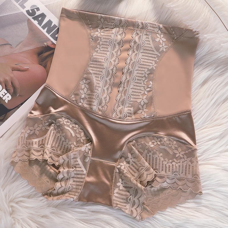 Ice Silk High Waist Seamless Belly Contracting and Hip Lifting Underwear Women's Cotton Postpartum Belly Trimming Small Belly St