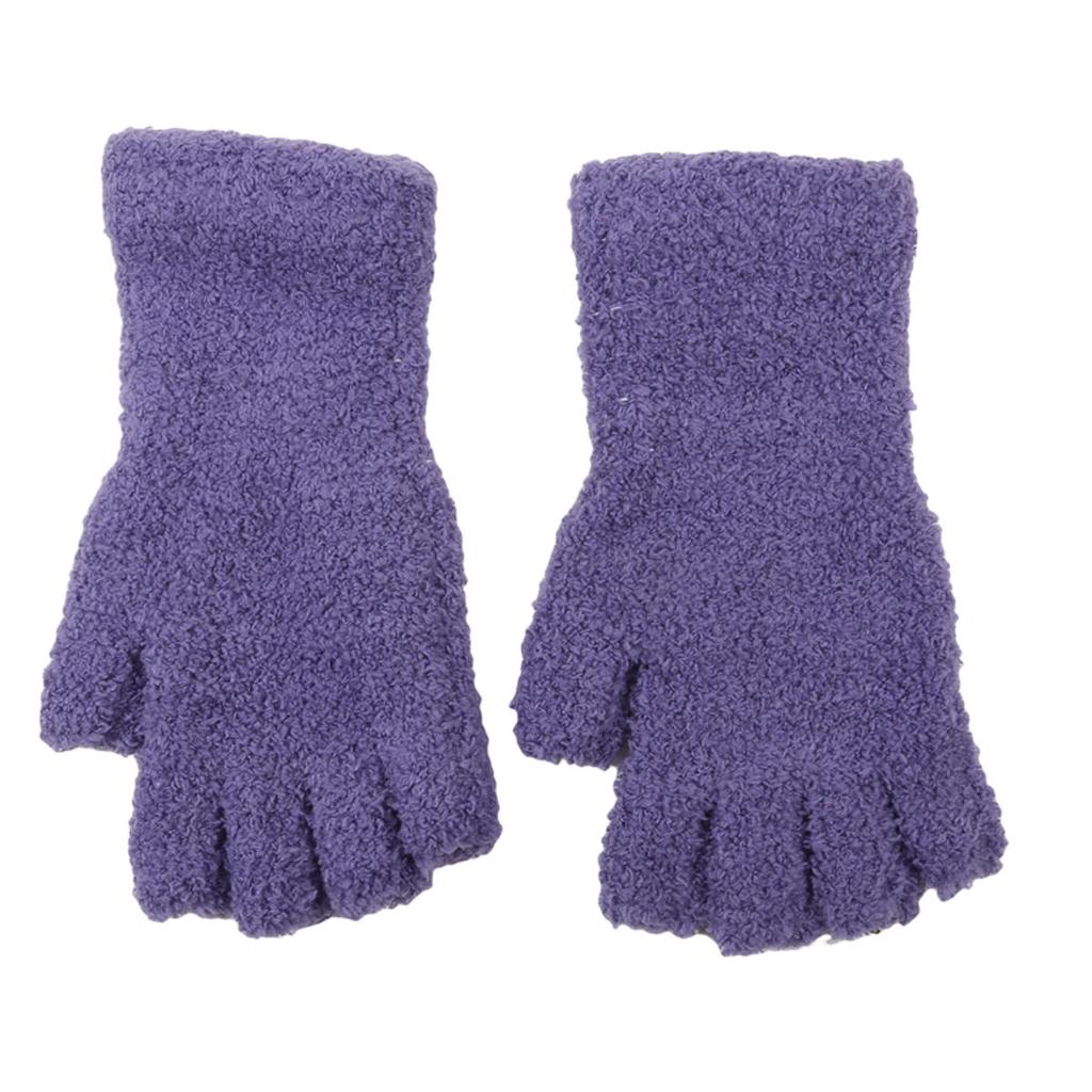 Coral Fleece Half Finger Gloves Solid Color Winter Warm Knitted Gloves Thicken Soft Plush Glove Outdoor Mittens