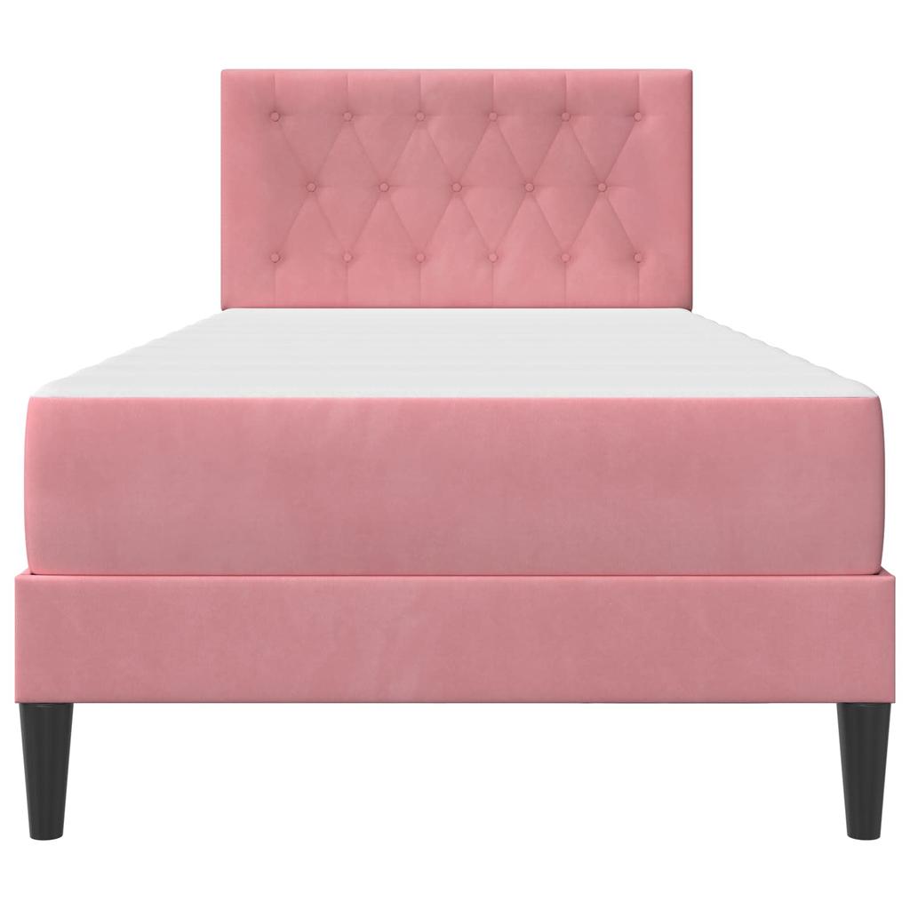 Bed Frame with Mattress and Headboard Pink 80 x 200 cm Velvet