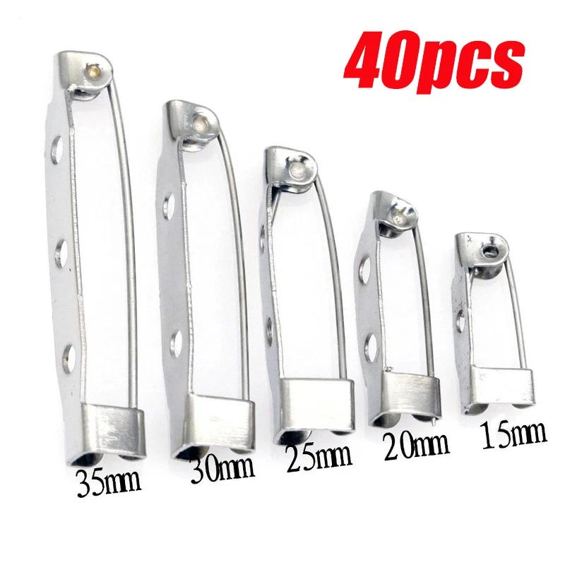 

40Pcs Metal Brooch Pins Base Brooch 15/20/25/30/35/38/40mm Lock Back Safety Holder Findings for Jewelry Making Brooch DIY Length 20mm