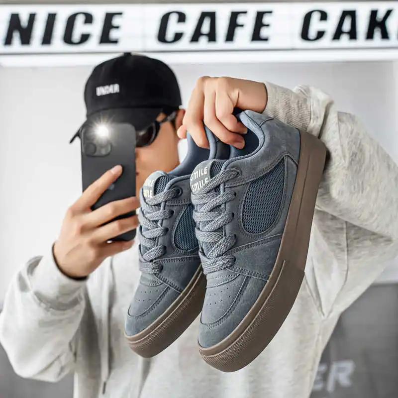 Fashion Lace Up Round Tip Men's Sneakers For Vulcanize Shoes 45 Trainer Boots Sport Designer Joggings Saoatenis Holiday Snaeaker
