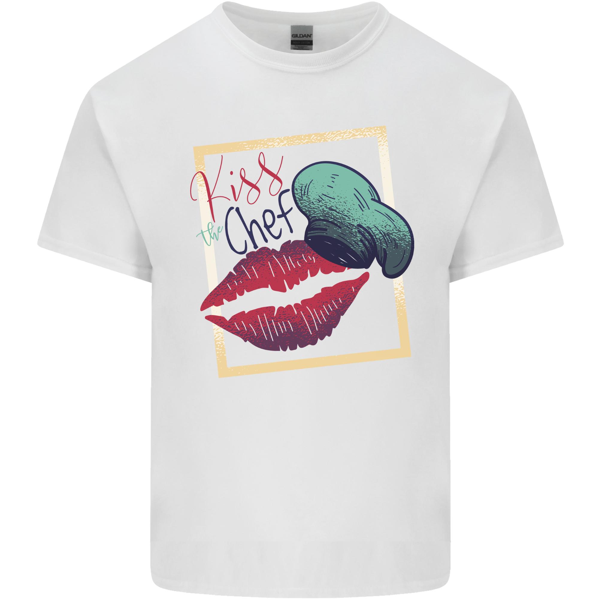 Kiss the Chef Funny Cooking Food Cook BBQ Unisexs Light Cotton TShirt S