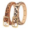 Womens Slim Alloy Buckle Belt With Leopard Print PU Leather Waistband Jeans Casual Office Wear