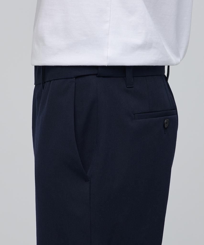 MUSINSA STANDARD Semi Bootcut Hidden Elastic Waist Slacks [Navy]
