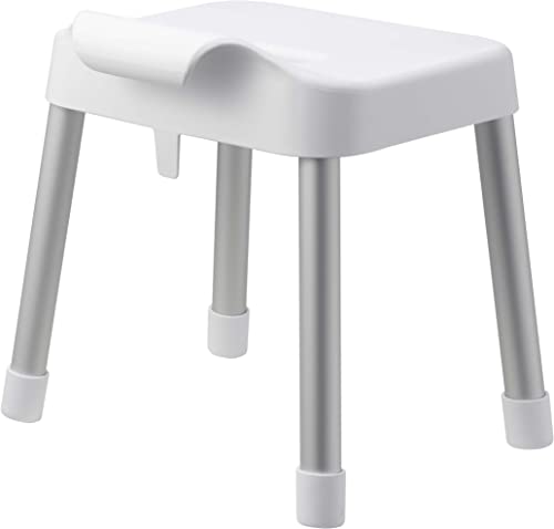 Yamazaki MIST Bath Stool SH35, White, Approx. W34 x D32 x H39cm (Seat Height: Approx. 35cm), Breathable and Quick-Drying, Model 7309