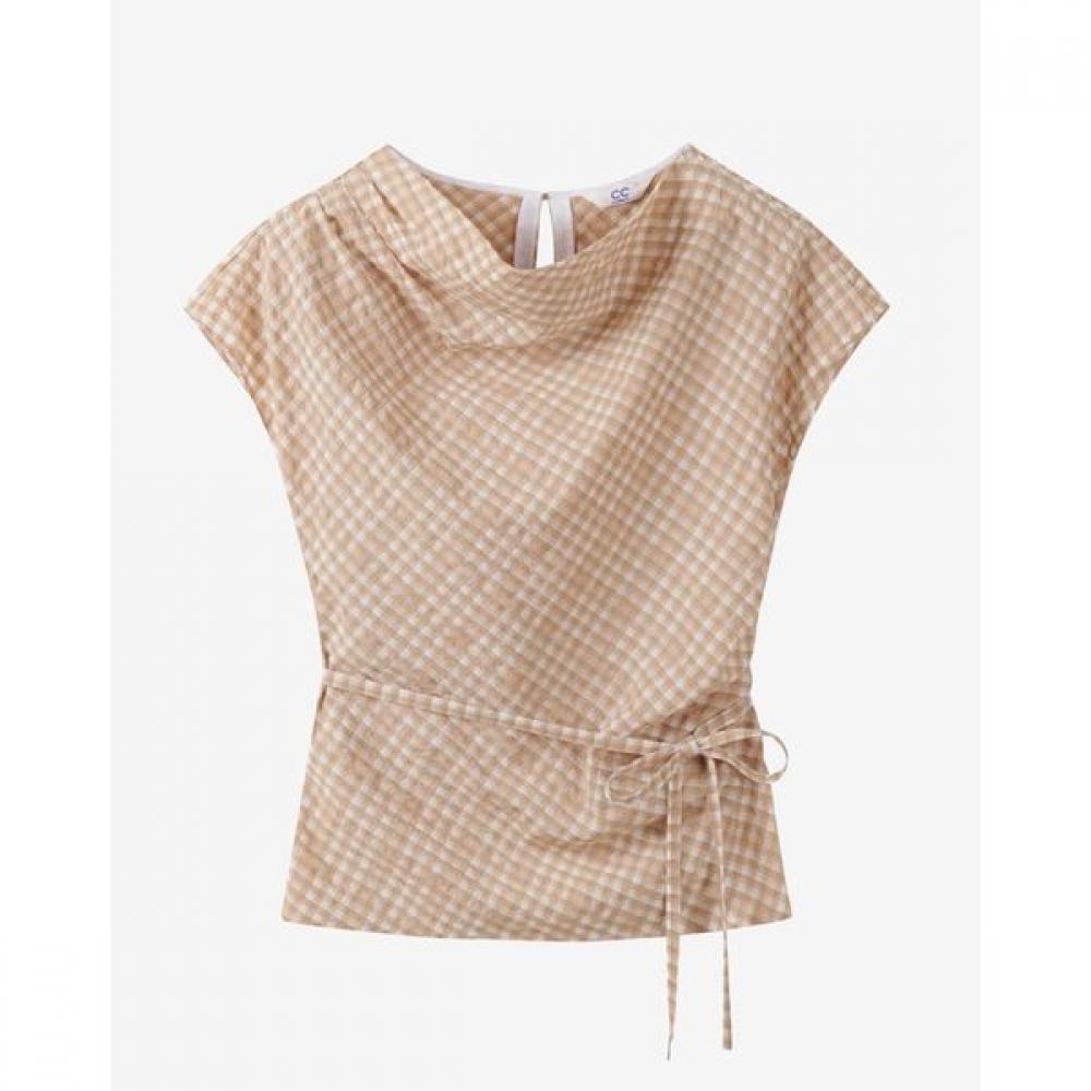 Cc Collect. Check Draped Blouse C262msc036