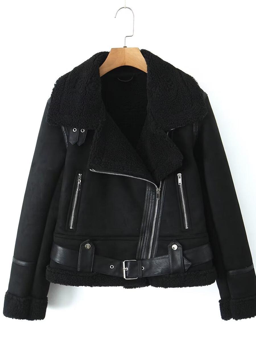 

Женская двусторонняя меховая куртка в европейском и американском стиле: Стиль: с длинным рукавом, свободный, теплый, уютный Medium