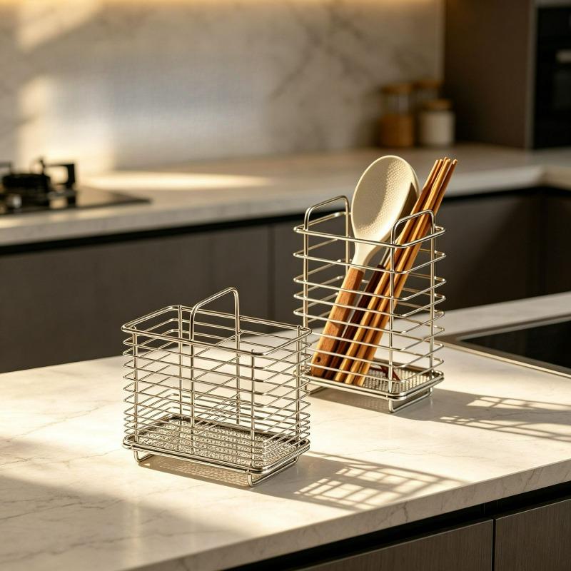 Stainless Steel Chopstick Storage Box, Kitchen Chopstick Cage, Wall-mounted Household Drain Anti-mildew Chopstick Tube Rack