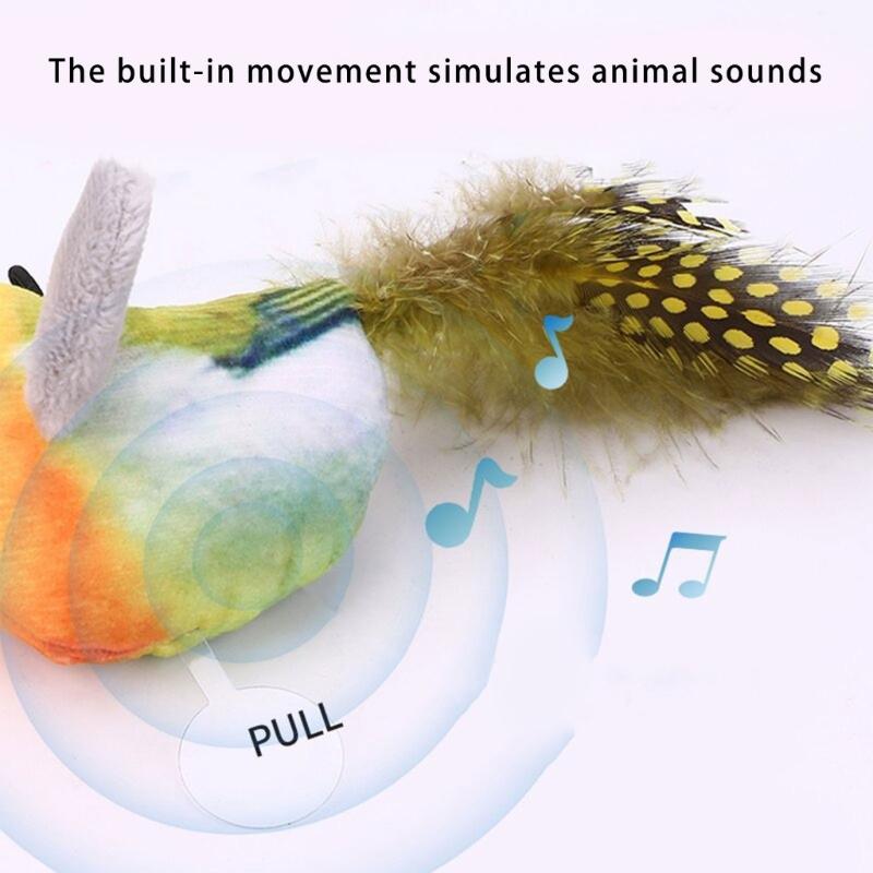 Interaction Cats Toy Set with Electronic Chirping Bird Sound Catmint Cats Feathered Brid for Indoor Cats Exercise Playsets