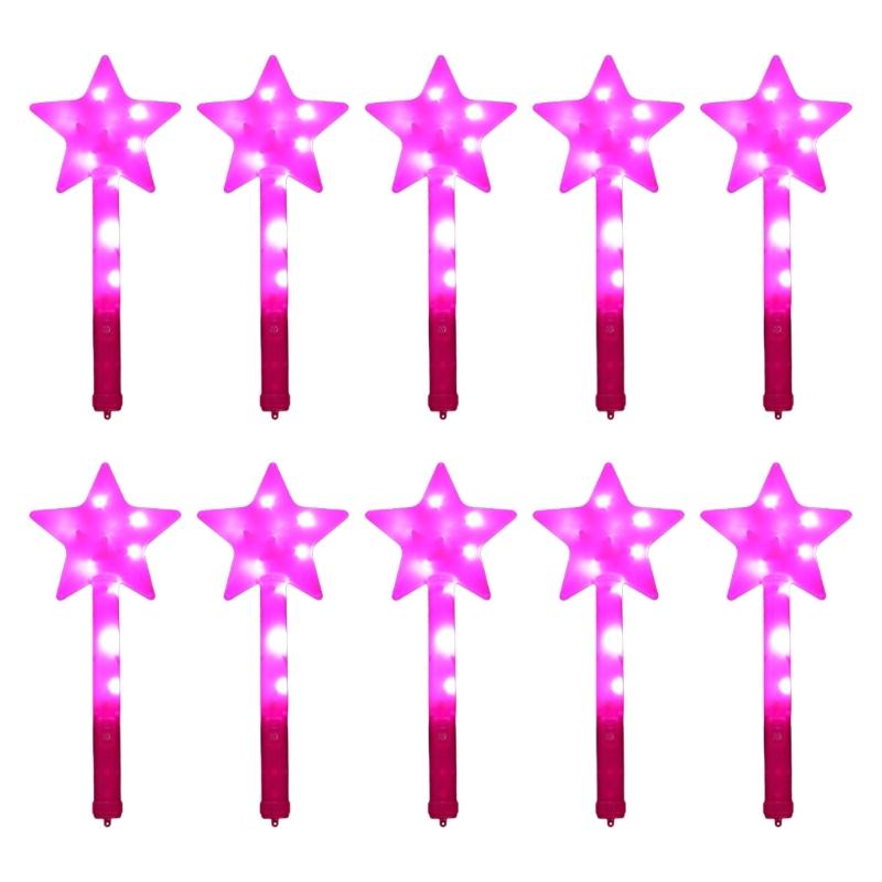 Leuchtender Feenstab Fünfzackiger Sternstab Großpackung für Kinder Erwachsene Outdoor Sommer Spiel Party Flohmarktbedarf 10 STÜCK rosa