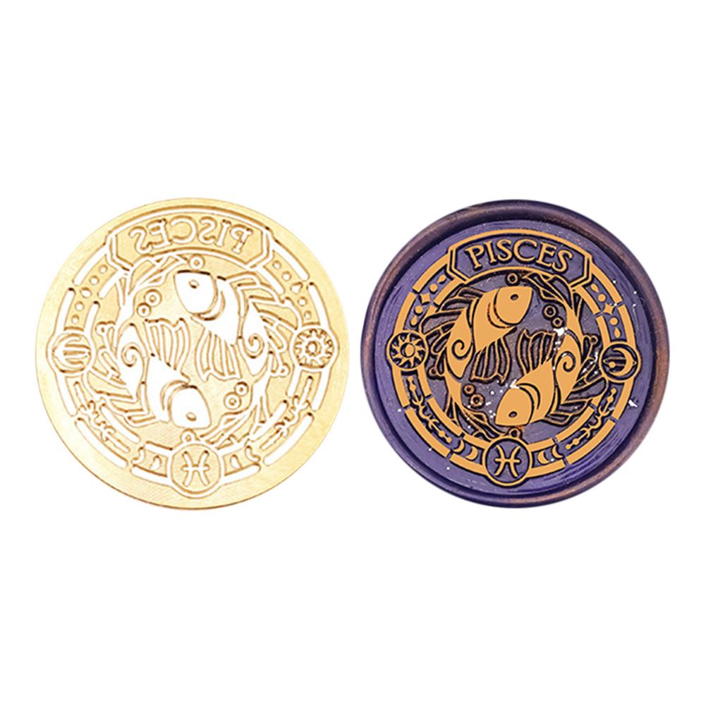 Twelve Constellations Seal Copper Head Classic Vintage Stamps Print Head DIY Manual Account Invitation Envelope for Wedding Card