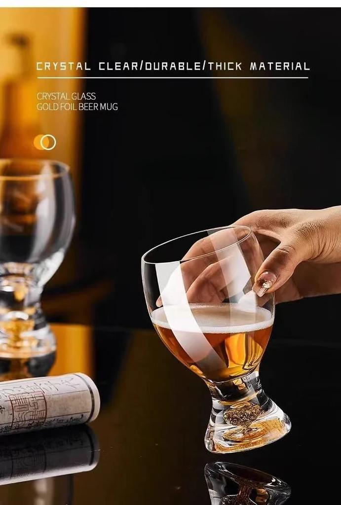 Luxury Gold-Flake Beer & Wine Glass Set - Elegant Multi-Purpose Cups for Draft Beer, Cocktail, Juice, Home Bar Gift