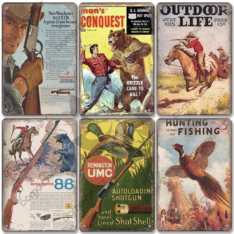 Hunting Poster Metal Plate Vintage Adventure Ranger Metal Tin Signs Retro Wall Decor Hunting Shop Tool House