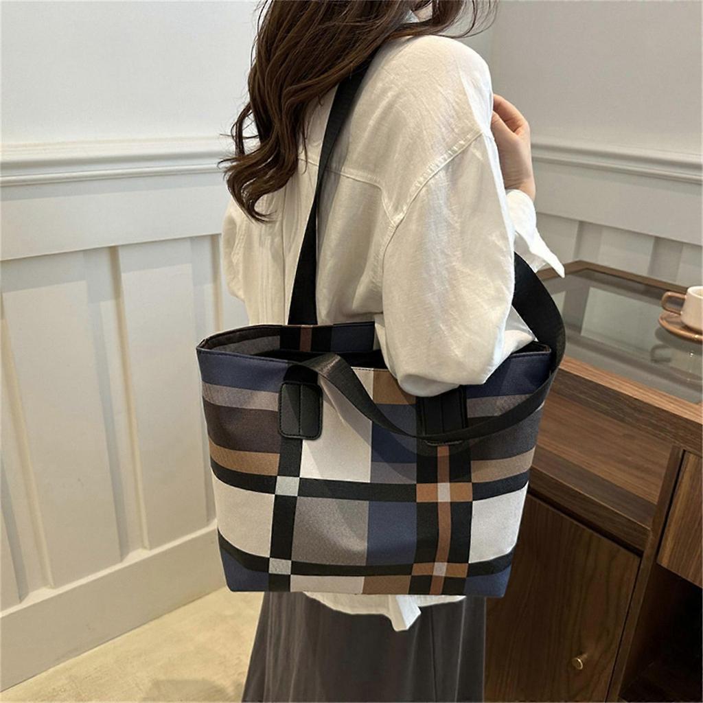 Women PU Leather Underarm Bag Plaids Handbag All-matching Armpit Bag Shopping Dating Bag Large Capacity Shoulder Bag Khaki