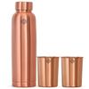 Pure Copper Drinkware Gift Set of Ergonomic Design 1 Bottle & 2 Glass with Gift Box, Gift Item for Diwali, Bottle-900 Ml & Glass-300 Ml