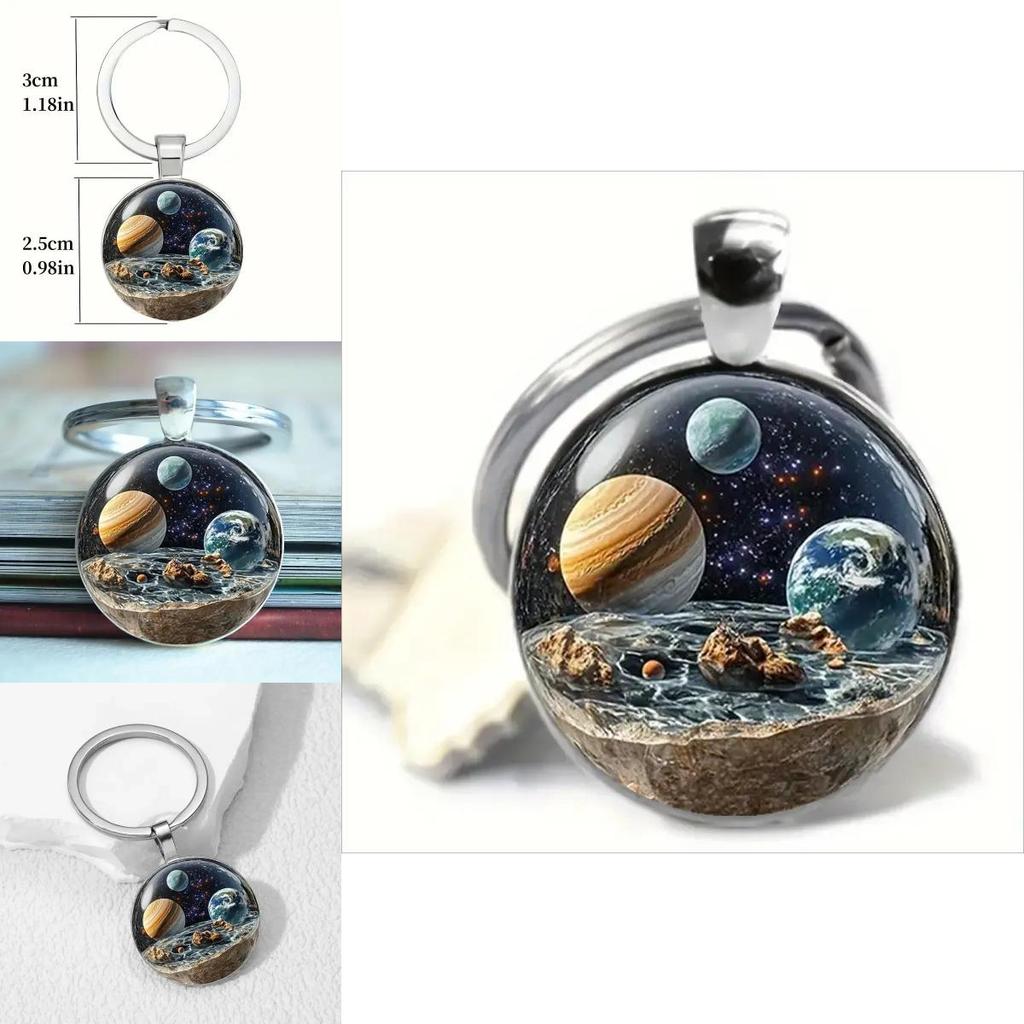 Galactic Planet Theme Keychain With Zinc Alloy Durable Material For Gift Giving And Collectors