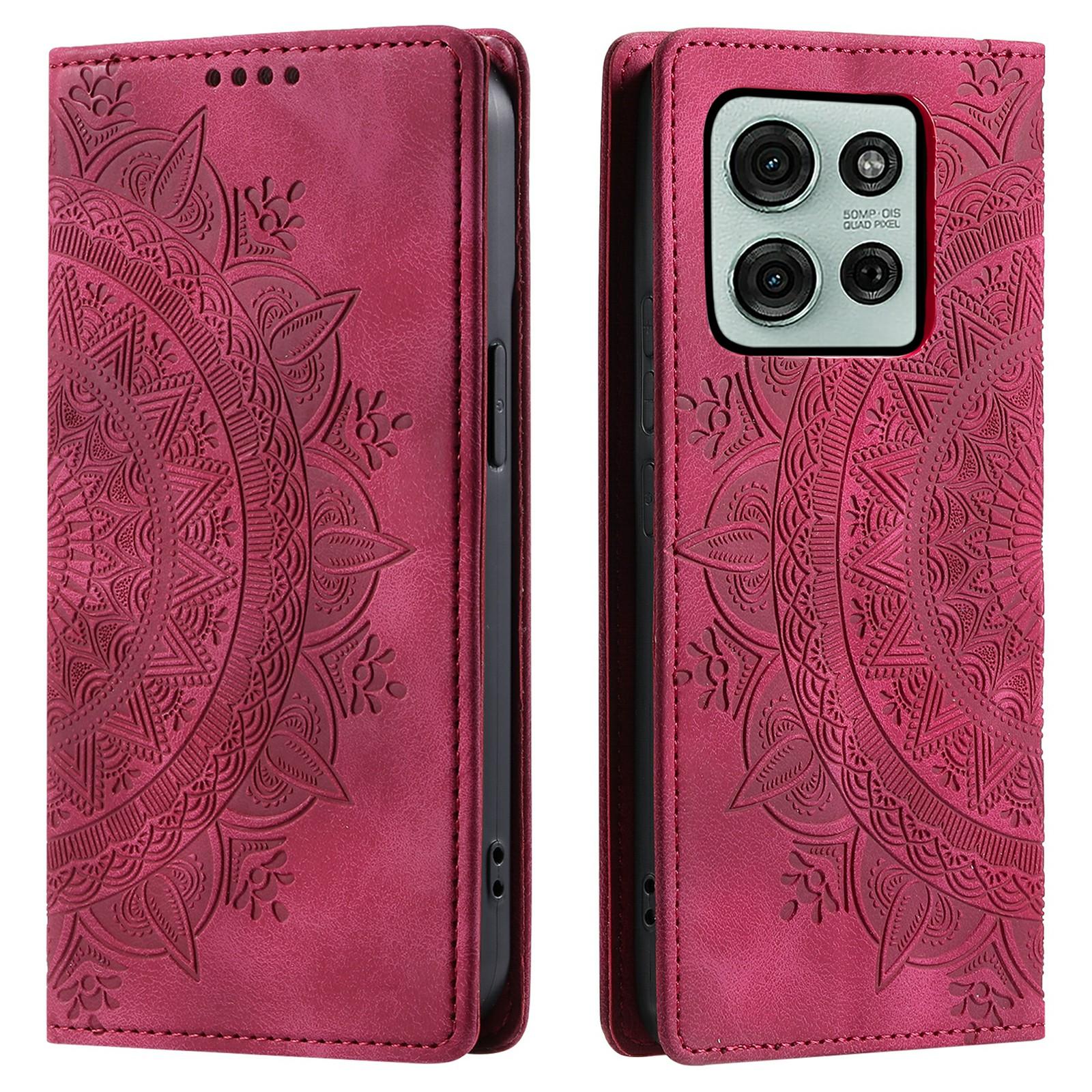 

Style-010 For Motorola Moto G75 5G Case Magnetic Closing Leather Phone Cover Pattern Imprinted Rose