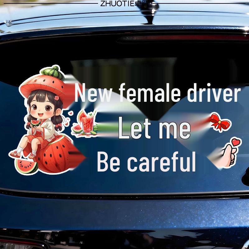 New Female Driver - Cute Heart Rear Window Car Sticker