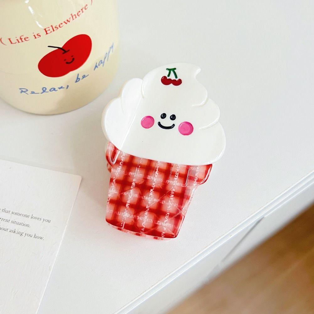 Sweet Ice-cream Cone Hair Claw Acetic Acid Delicious Food Claw Clip Ice Cream Shark Clip  Female