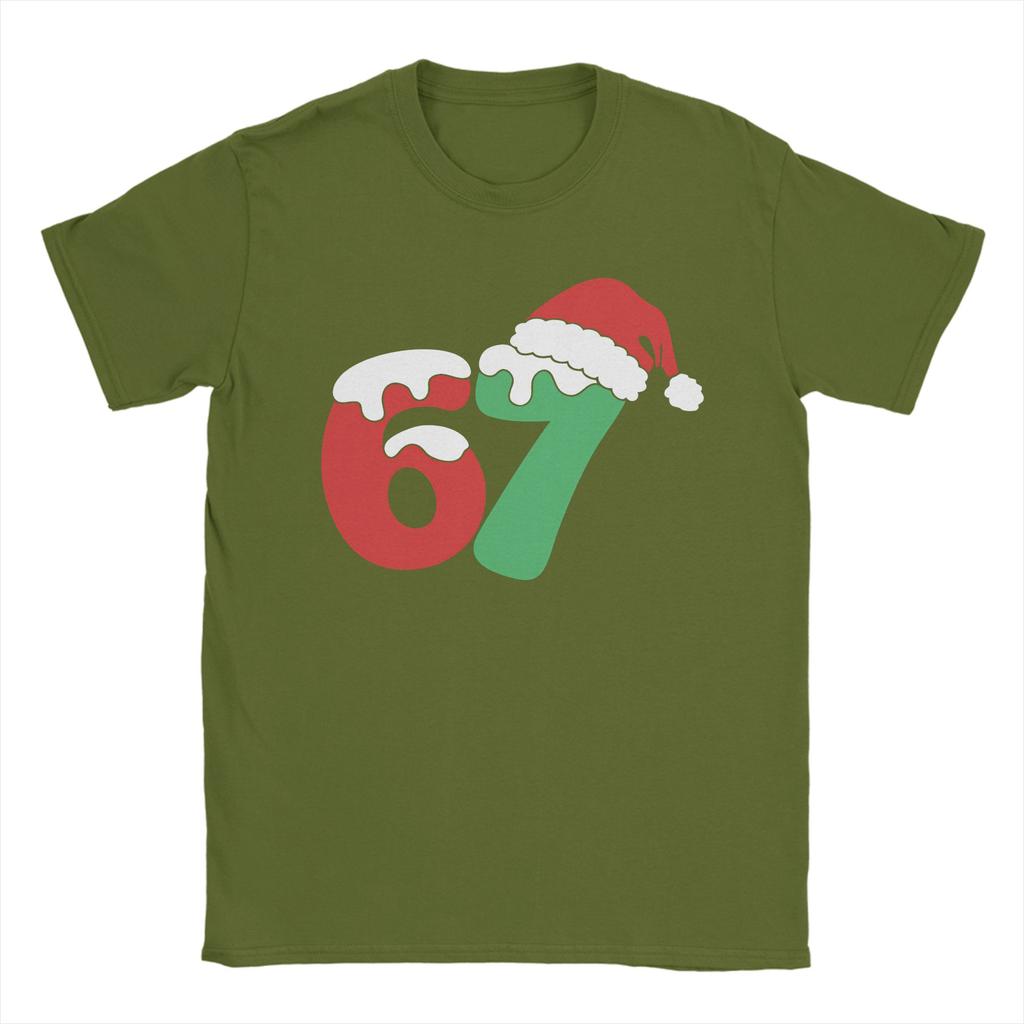 67 Christmas Funny Six Seven Meme T Shirts for Men Cotton Funny TShirt Round Neck Tee Shirt Short Sleeve Tops Graphic Printed