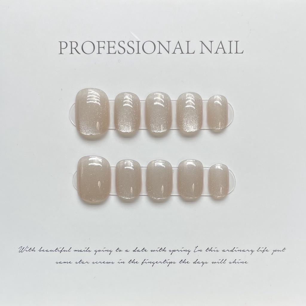 Buntes Laser Katzenaugen Nageldesign Handgefertigt Kurzer Stil XS/S/M Größen