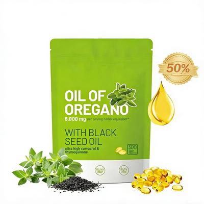 Organic Oregano Oil & Black Seed Oil Capsules - 300 Count | Natural Immune Booster, Digestive & Antioxidant Support | Herbal Defense Complex