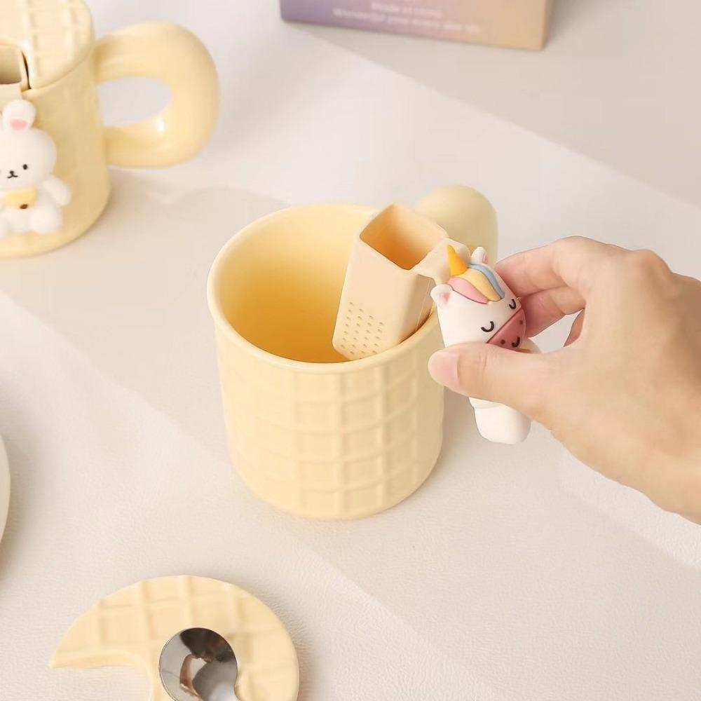 Milk Fufu Cute Cartoon Ceramic Cup Breakfast Cup with Hanging Leak Creative Coffee Cup Breakfast Cup Mug Souvenir