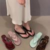 Beach vacation slope heel flip-flops shoes women's skirt sandals high heels sandals women's spring and summer new models