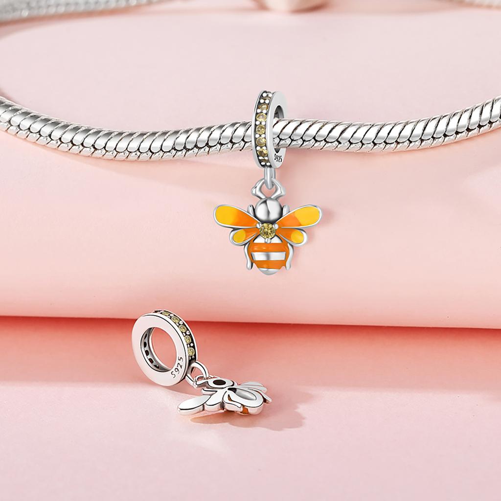 Charms Metall Bienen Serie Gold Wabenblumen Ideal für Damen Armreif Gestalten Sie Ihren eigenen Leichter Luxus Hochwertiges Zubehör Geschenk Elegant Mode