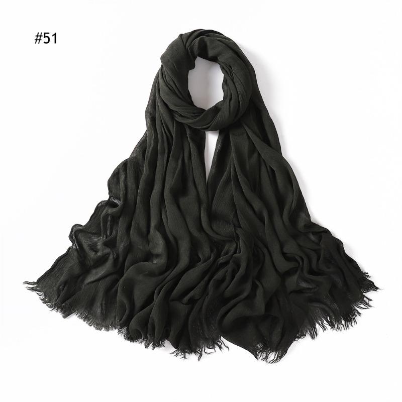 % Rayon Pleated Solid Color Human Cotton Two-end Beard Bag Headscarf Female, New Breathable Soft Scarf