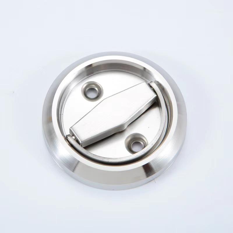 Stainless Steel Invisible Door Lock with Pull Ring, Single/Double-Sided Mounted Round Handle.