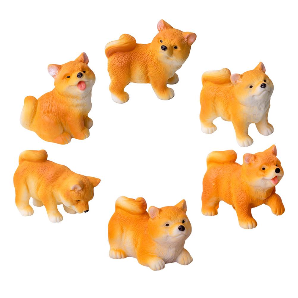 

6Pcs Mini Decoration Hand-Painted Resin Small Dog Statues for Garden Patio Indoor Outdoor Miniature Puppy Sculptures