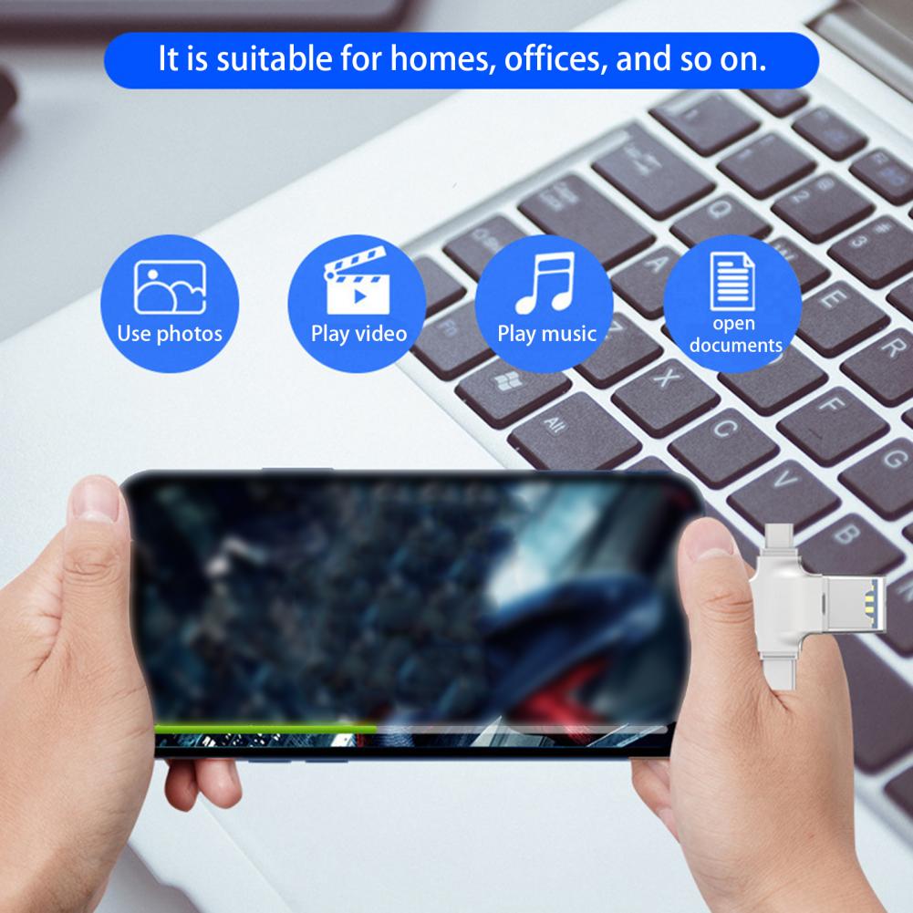 Professional Card Reader  4-in-1 with Cover Mobile Phone Converter  TF Card/USB Disk Type-C Card Reader Adapter
