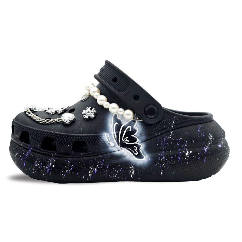 

Crocs EVA Puffs Dream Butterfly Stars Noble Non-slip Abrasion Resistant Hole Shoes Unisex Black 36-37 чёрный