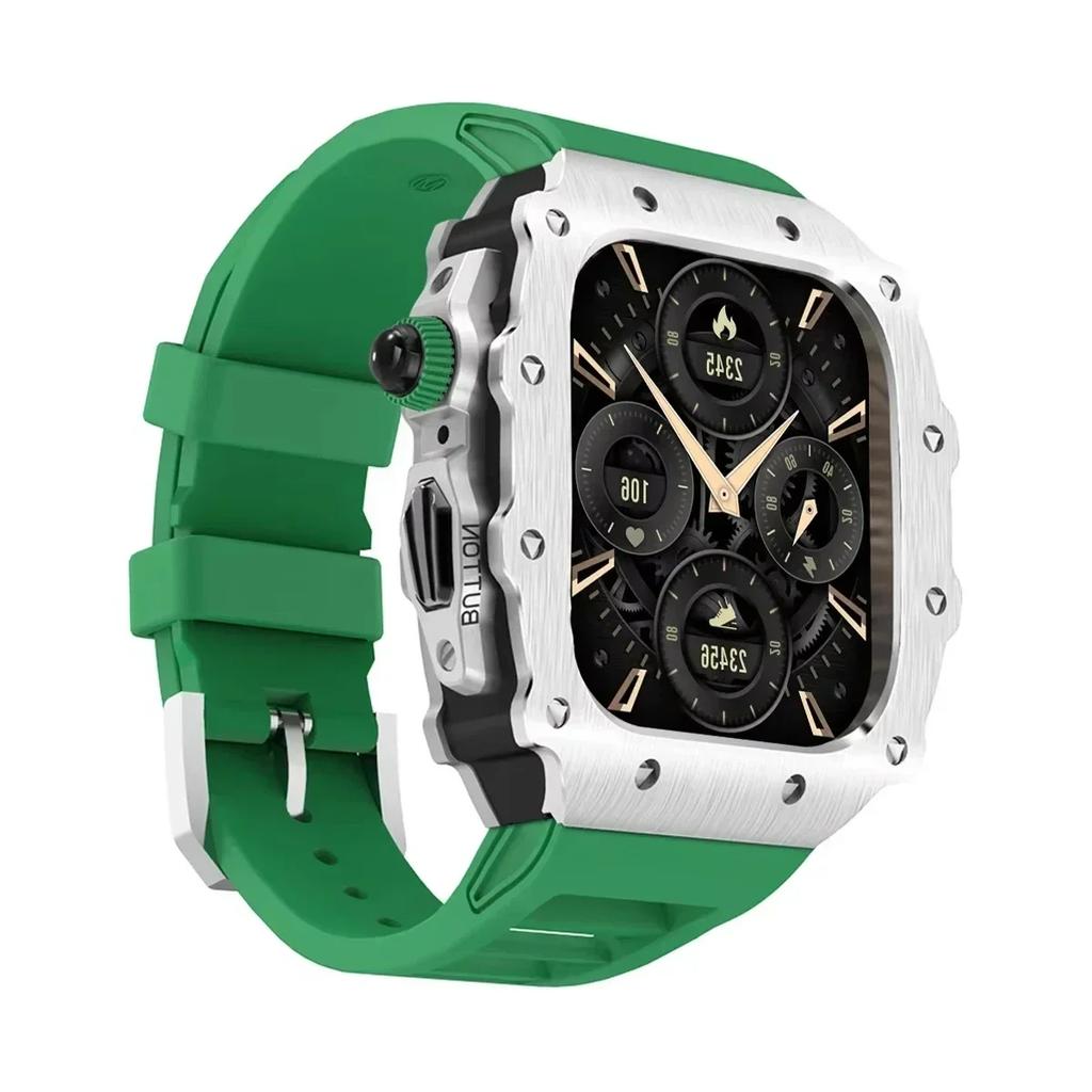 Luxus Metallgehäuse Mod Kit Für Apple Watch S11 10 46MM Edelstahlgehäuse +Silikonband für IWatch Serie 9 8 7 6 5 44mm 45mm