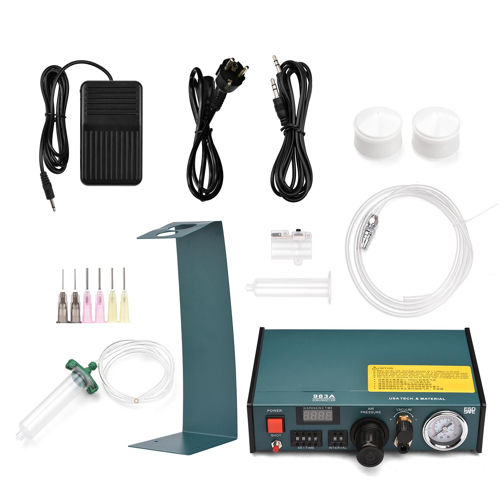 

983A 220V Автоматическая клеевая машина-дозатор Контроллер точного дозирования Клеевая машина Цифровое управление Машина для капельного нанесения клея EU Plug зелёный