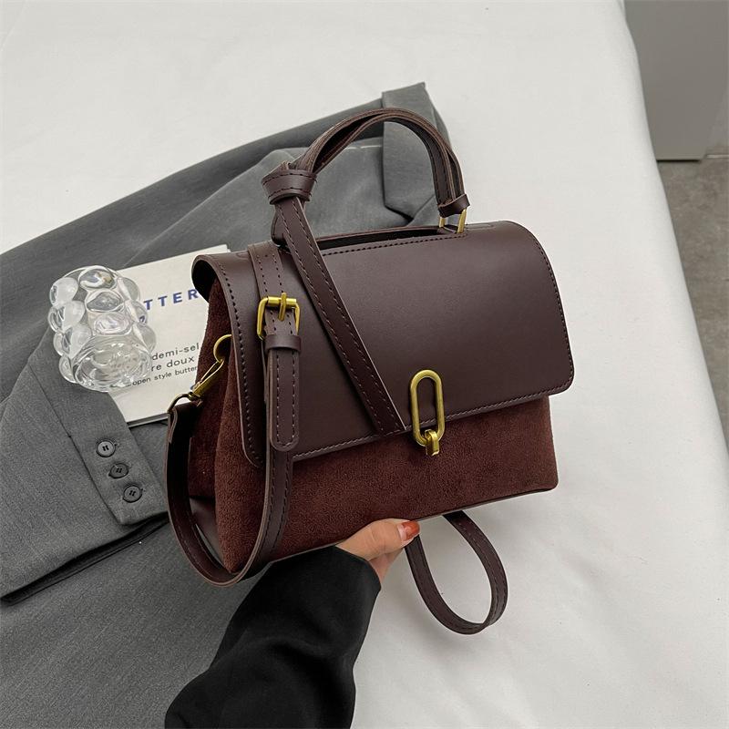 High Sense Handbags Women's Autumn and Winter Solid Color All-Matching Shoulder Bag Retro Minority Crossbody Commuter Bag