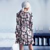 Casual Long Sleeved Ruffles Short Dress For Women Summer Elegant Slim O-neck Floral Printed Ladies Dress  Fashion Robe 26009