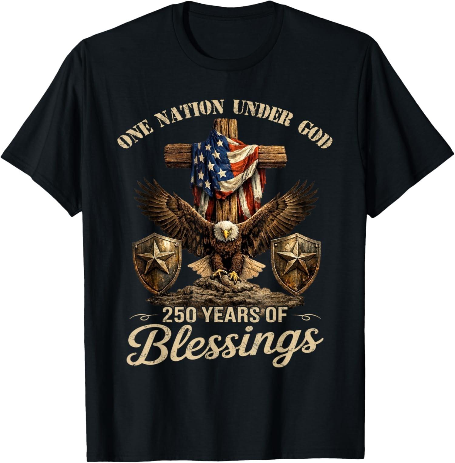 One Nation Under God 250 Years 250th Anniversary USA T-Shirt S разноцветный