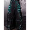 Punk Dark Street Style Wide Leg Pants Women Sheer Mesh Patchwork Loose Trousers