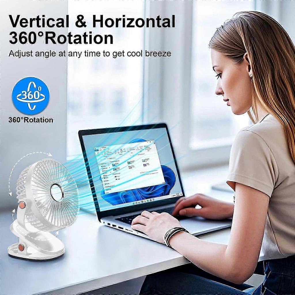 Portable USB Clip-On Fan with LED Lights, 360 Degree Rotate Personal Mini Cooling Fan for Home Office Stroller Camping