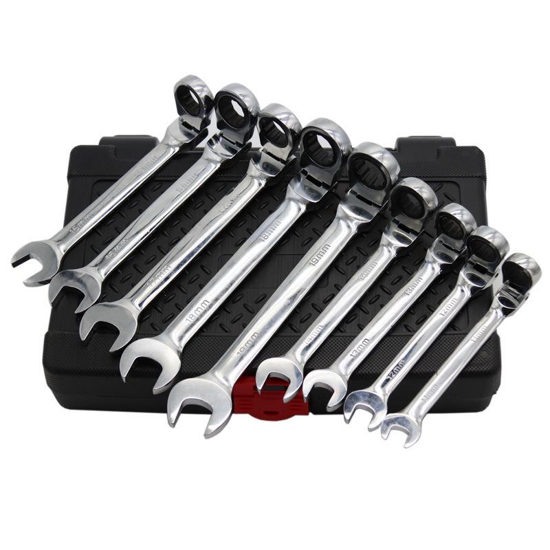 12-Piece Adjustable Head Ratchet Wrench Set - Dual-Use Auto Repair Tools, 72-Tooth