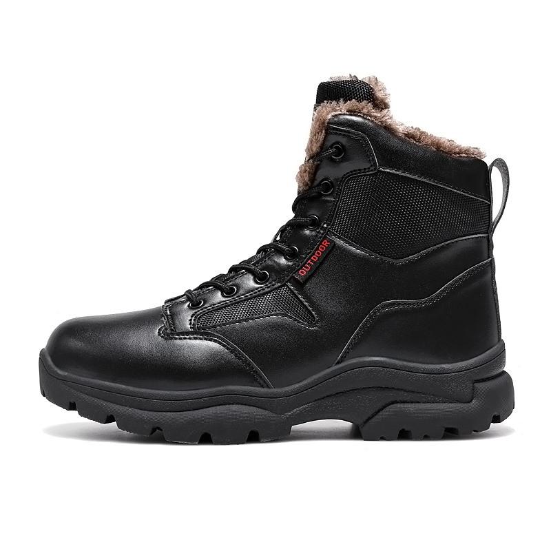 New autumn and winter velvet warm outdoor large size combat boots cotton boots high top snow boots