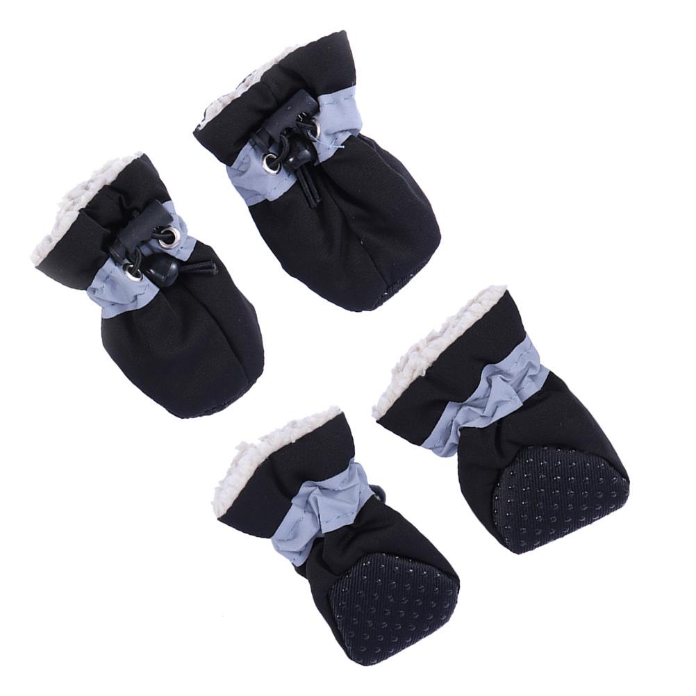 Warm Dog Shoes Red Size 3 Waterproof Non Slip Elastic Band Indoor Outdoor Booties Protect Pet Paw Warm Pet Shoes