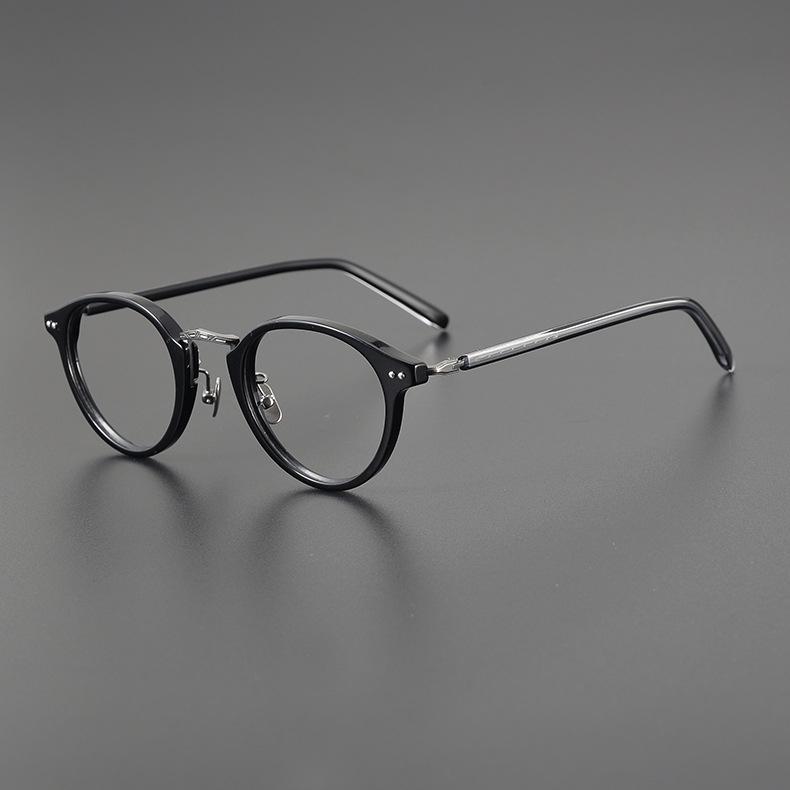 Luxurious Japanese Handmade Gold-Titanium Round Literary Style Glasses Frame for Trendy Men and Women.