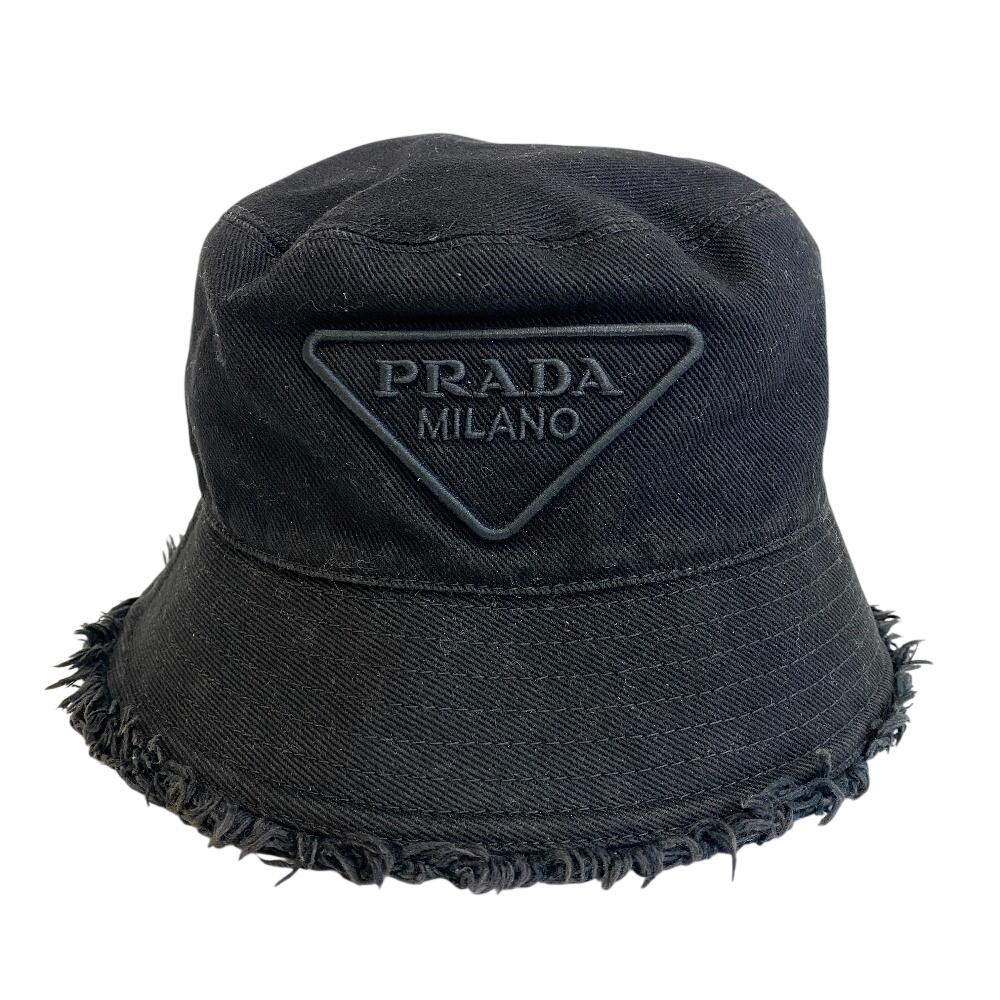 

PRADA 1HC137 2FMB Triangle logo cotton hat black cotton unisex Used